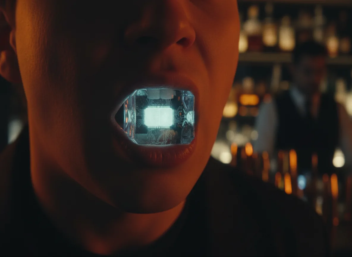 Persona sosteniendo el cubo CUBIQ con los dientes
